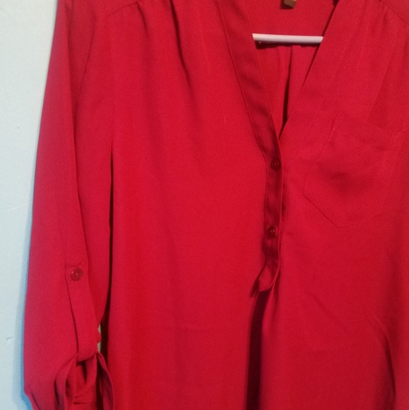 *SOLD* Mulberry/raspberry sheer 3/4 blouse - Picture 3 of 4